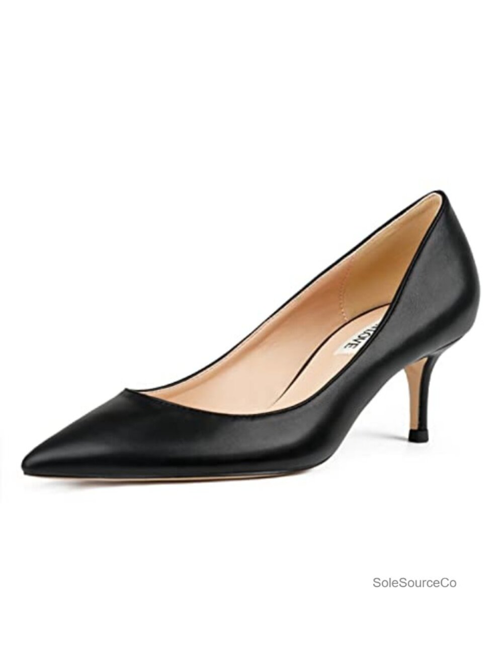 Women's Pointed Toe Kitten Heel Pumps - 2.5-Inch Low Heel PU Leather Dress Shoes